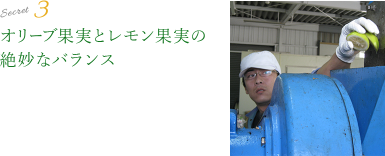Secret3 オリーブ果実とレモン果実の絶妙なバランス