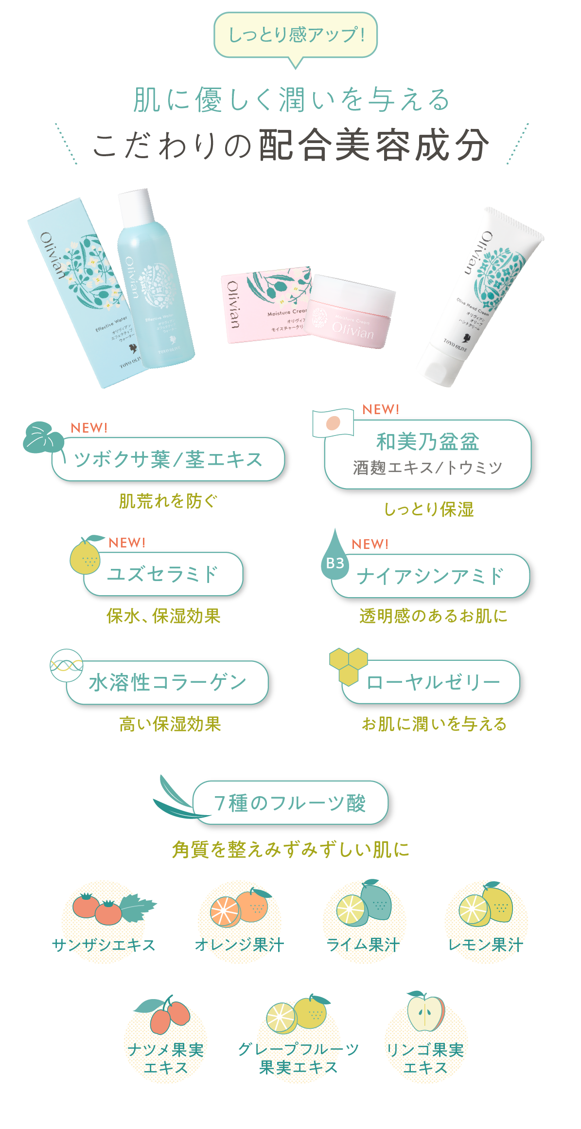 こだわりの配合美容成分