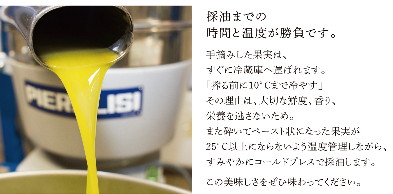 採油までの時間と温度が勝負です。